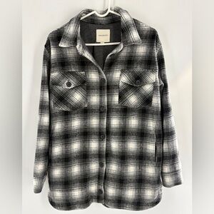 Thread and Supply Black Plaid Button-Up Jacket- Lined